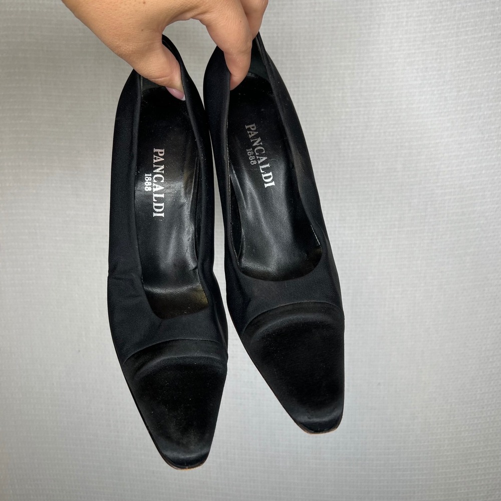 Pancaldi 1888 Women's Black Heels Pointed Toe Classic Pumps Dress Shoes 8B - Picture 2 of 9